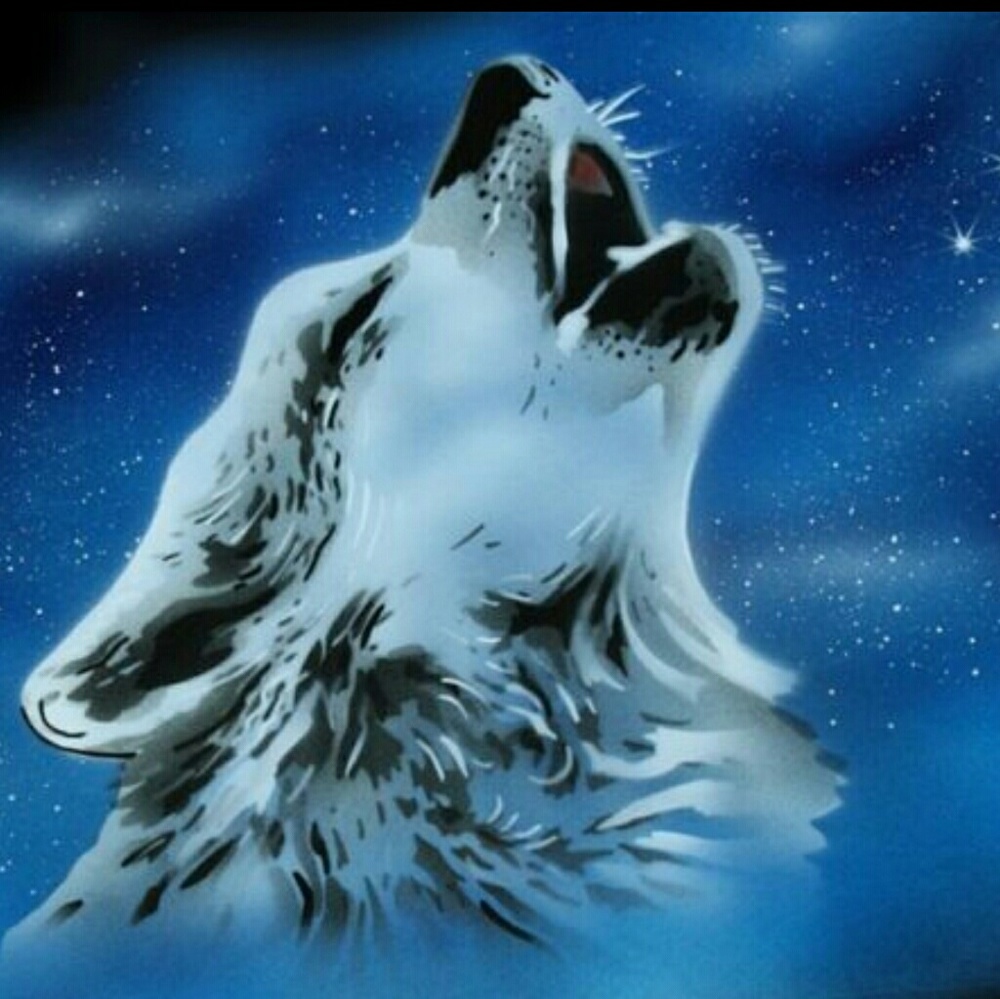 HOWLING WOLF Airbrushed T-shirt design Custom MEN
